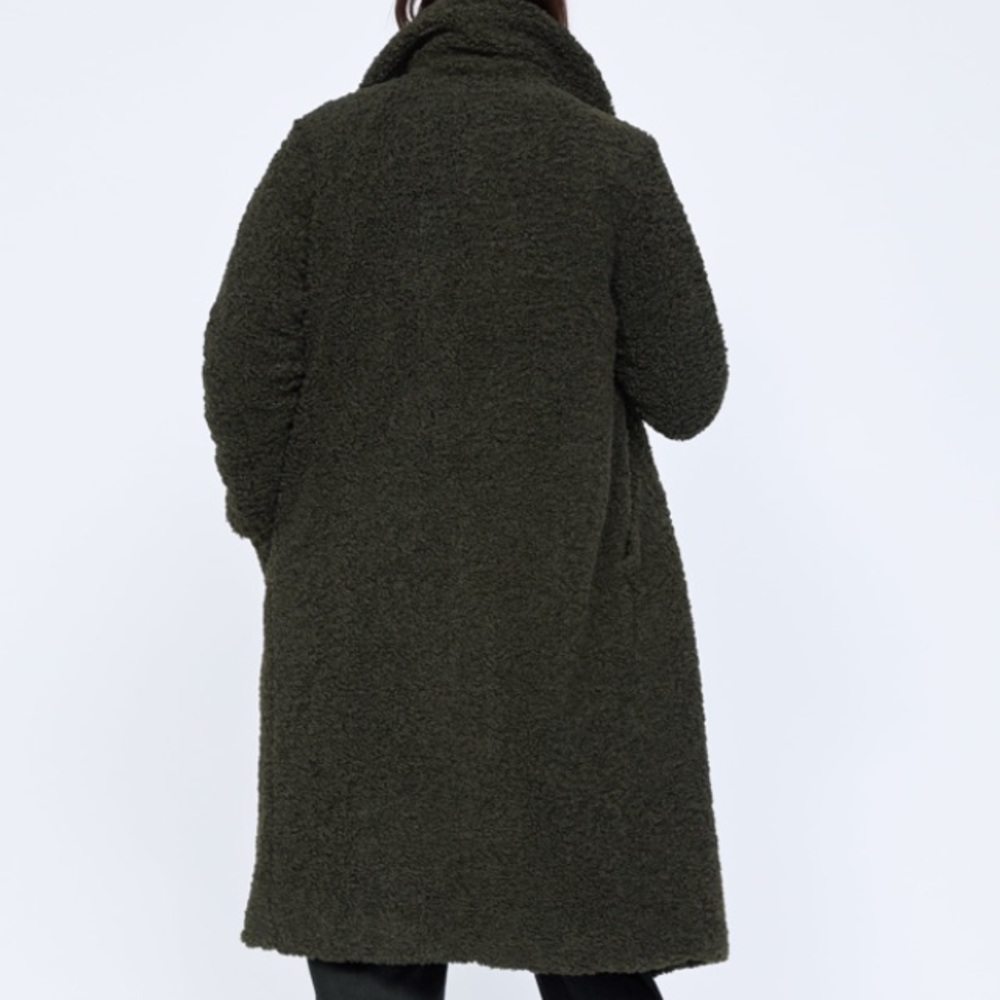 Zara dark green fleece coat - Picture 3 of 3